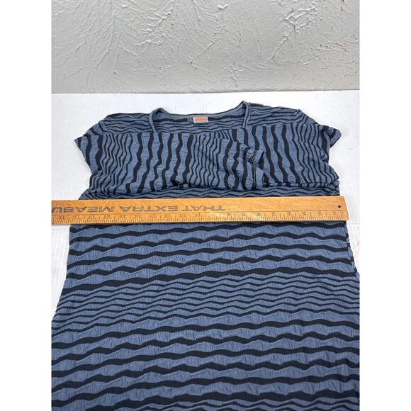 TIANELLO Womens Gray Black Pullover Asymmetric Striped Tunic Blouse Size Large - Picture 4 of 4